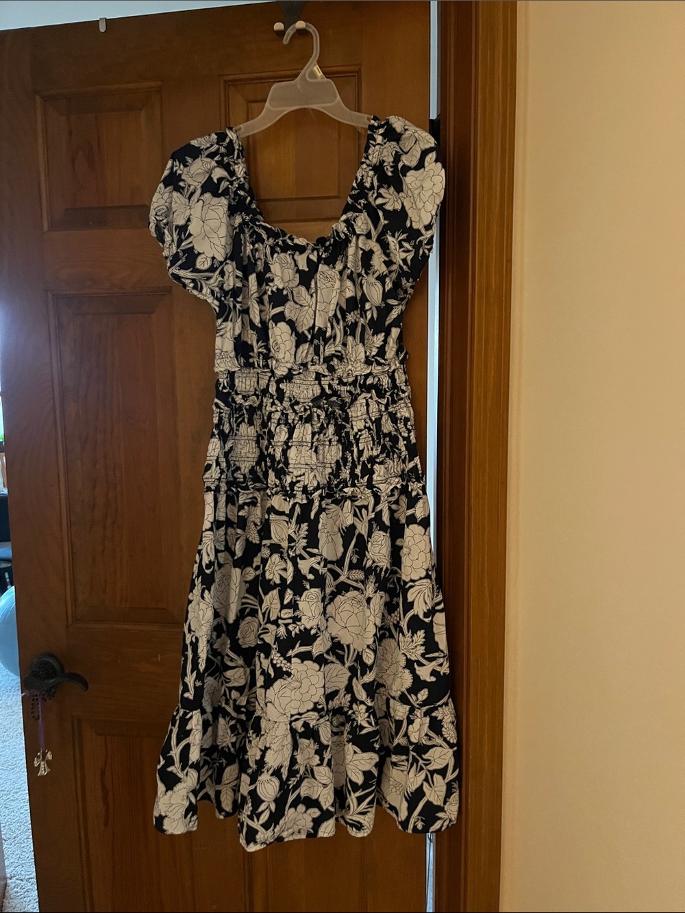 Time and Tru Navy and White Floral Midi Dress